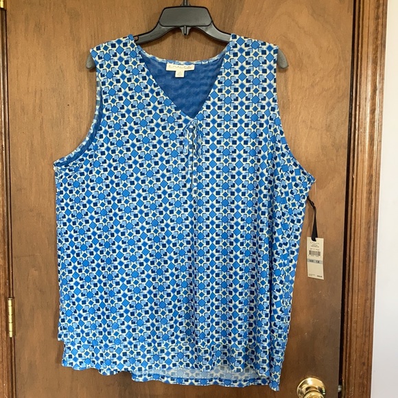 Emaline top sleeveless abstract geometric print w stretch casual office 1X  3X - Picture 15 of 17